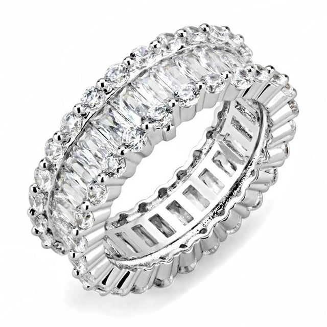 Alamode 3W1531-9 Anneau en Laiton Rhodié Femme avec AAA Grade CZ en Clair - Taille 9