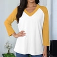thumbnail image 7 of Hearthz Raglan 3/4 Sleevets for Women V Neck Baseball Shirt Color Block Summer Work Tops for Women Fall Summer Blouses, 7 of 7