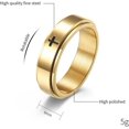 thumbnail image 2 of ORUYROP 6mm/8mm Titanium Steel Black/Silver/Gold Fidget Ring Engraved Small Cross Stainless Steel Spinner Rings Stress Relieving Anxiety Ring Engagement Wedding Promise Band for Women Men Boys, 2 of 3