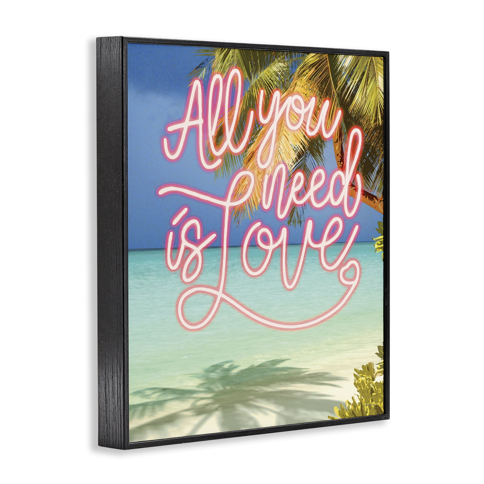 Stupell Industries Tropical All You Need Is Love Black Framed Giclee Art, design by Amber Sterling
