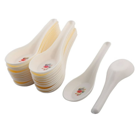 Flower Porcelain Spoon - Home Plastic Flower Pattern Cooking Porridge Soup Coffee Scoop Spoon 24 Pcs