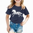 thumbnail image 2 of kpoplk Girls Shirts Short Sleeve Soft Cotton T-Shirts Plain Tees Tops Clothes for Kids(Navy,7-8 Y), 2 of 4
