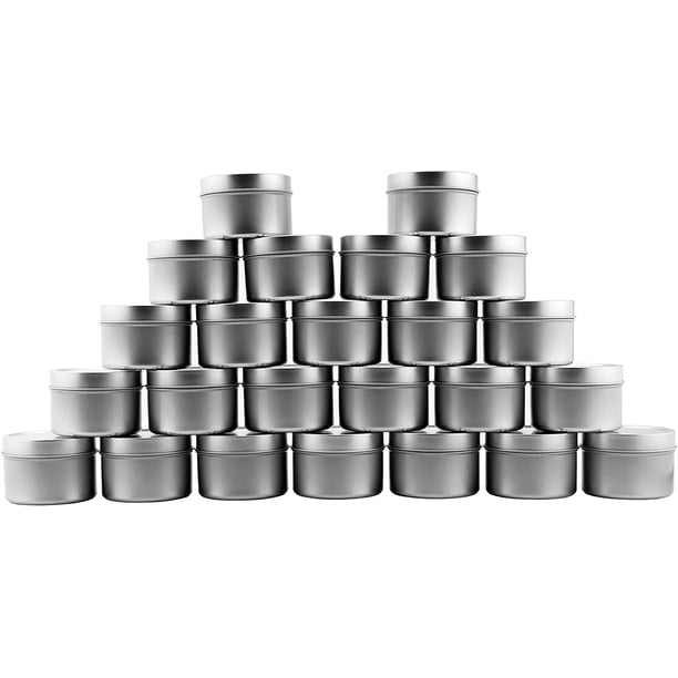 4-Ounce Metal Tins/Candle Tins (24-Pack; 4oz) Round Containers with ...