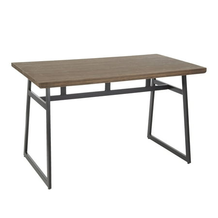 Black Industrial Full Grain Geo Industrial Dining Table in Black Metal with Brown Wood-Pressed Grain Bamboo by LumiSource ()