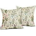thumbnail image 2 of Spring Floral Pillow Covers 18x18 Set of 2 Sage Green Wild Flower Plant Vintage Botanical Print Decorative Throw Pillow Cases Outdoor Seasonal Farmhouse Decor for Sofa Couch Bed, 2 of 6