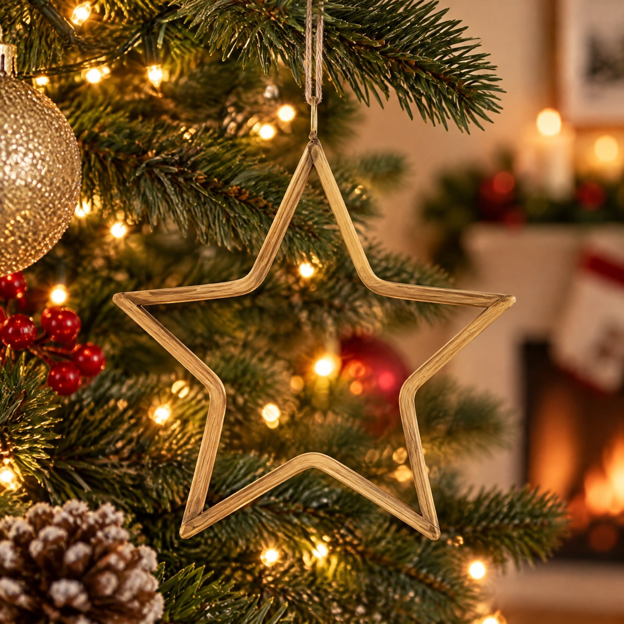 Gold Glass Star Christmas Ornament, 5", by Holiday Time