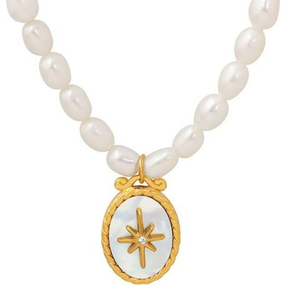 14K Gold Pearl Beaded Necklace, Pearl Pendant Necklace, Birthday, Mother's Day Gift for Mother, Wife, Girlfriend