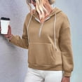 thumbnail image 4 of Vedolay Plus Size Sweatshirts for Women Fashion 2023 Printed Long Sleeve Hoodie Sweater Zip up Jacket Khaki,L, 4 of 5