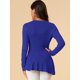 thumbnail image 5 of INSPIRE CHIC Top de punto para mujer, manga larga, acanalado, dobladillo con volantes, peplum, tops Azul XS, 5 of 6