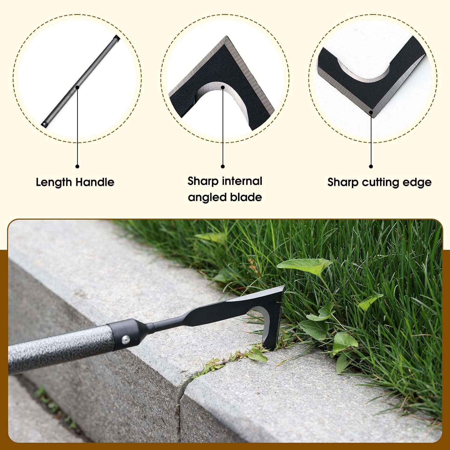 Crack Weeder Puller Tool Long Handle, Adjustable Crevice Weeding Remover Tool 29", Manual Sidewalk Crack Weeder Stand up Grass Weed Puller Cutter Tool for Yard Driveway
