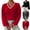 Red, variant on Women's Sweater Color Block V Neck Ribbed Knit Long Sleeve Dressy Casual Cozy Sweaters