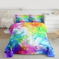 thumbnail image 2 of Manfei Dreamy Watercolor Queen Comforter Set for Teens, Oil Printing Bedding Comforter Set, Modern Abstract Art Reversible Bedding Set, Super Cozy Room Decor, 3-Piece, 2 of 8
