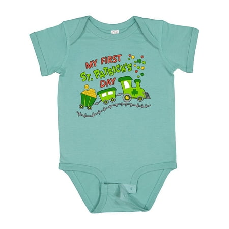 

Inktastic My First St. Patrick s Day Shamrock Train Gift Baby Boy or Baby Girl Bodysuit