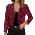 thumbnail image 2 of TrendOFT Women’s Sequin Short Jackets Long Sleeve Open Front Coat Glitter Blazer Casual Coat Party Clubwear Wine XL, 2 of 8