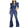 thumbnail image 1 of IROINNID Long Sleeve Jumpsuit For Women Full-Length Fashion Jeans Pockets Casual Slim Jumpsuit Flared Trousers Plus Size Jumpsuit, 1 of 6