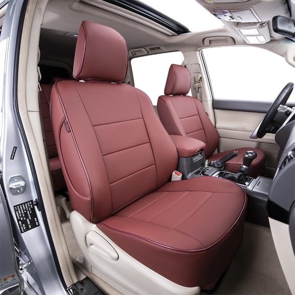 EKR Custom Fit Bronco Seat Covers for 2021 2022 2023 Ford Bronco Sport Base- Waterproof Car Seat Cover Full Set for SUV,Faux Leather(Full Set,Burgundy)