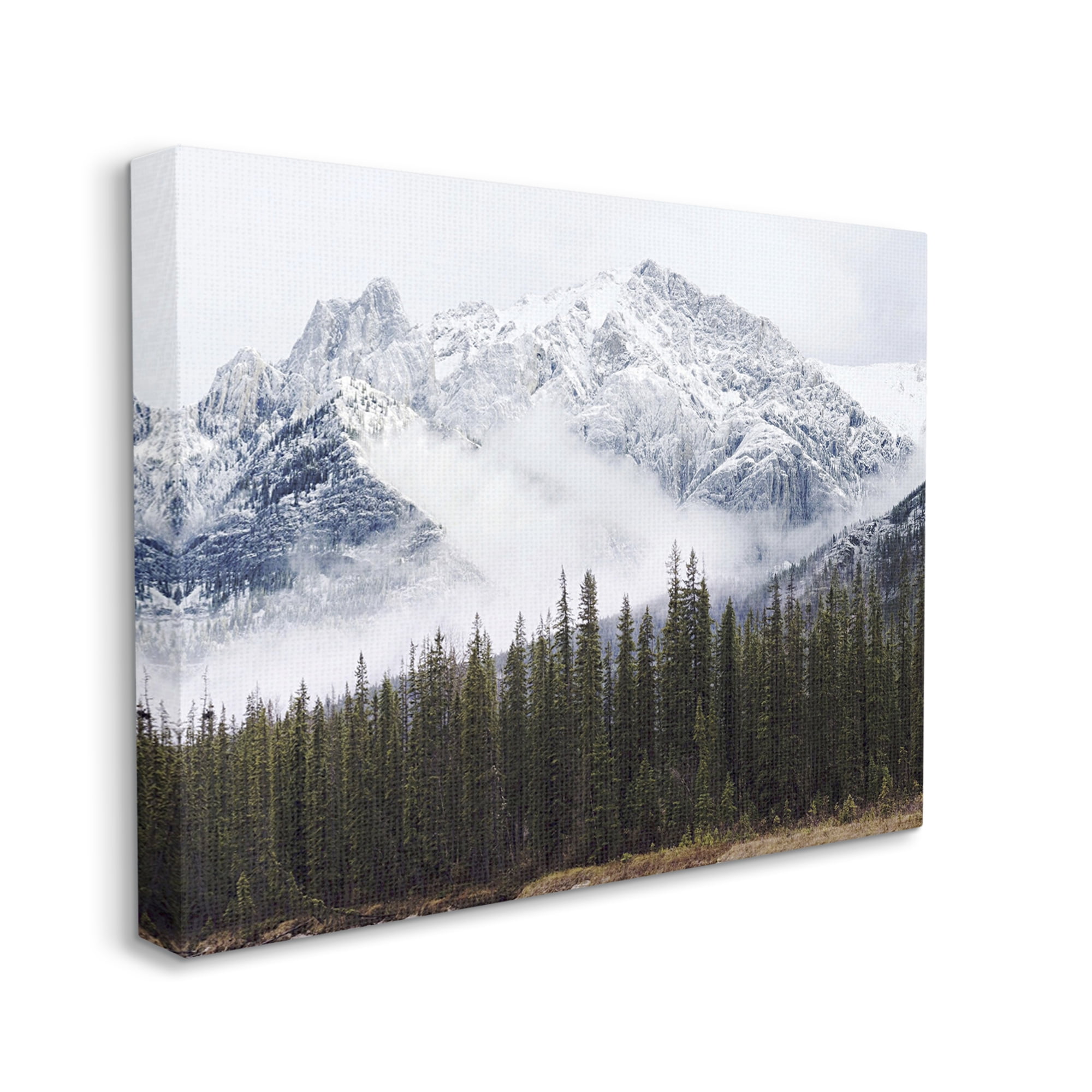 Stupell Industries Snowy Mountain Top Tall Fir Trees Modern Photography, 48 x 36,Design by Jennifer Henriksen