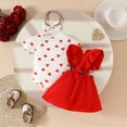 thumbnail image 4 of Afdoent Cute Outfits For Girls Girls Short Sleeve Heart Printed Romper Bodysuit Cartoon Suspender Skirts Outfits Classic 9-12 Months, 4 of 7