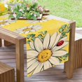 thumbnail image 6 of Spring Summer Daisy Flower Yellow Table Runner, Floral Eucalyptus Leaves Ladybug Kitchen Dining Table Decoration, Seasonal Burlap Indoor Outdoor Home Decor Party Supply 13 x 90 Inches, 6 of 6