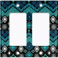 thumbnail image 6 of Metal Light Switch Plate Cover Safari African Tribal Art Pattern Teal SFR055, 6 of 13