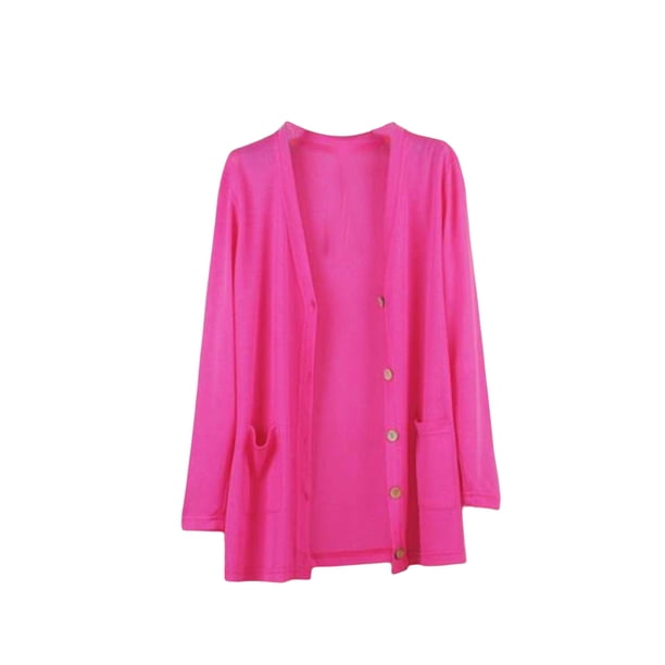 Qarigey Abrigo de moda chal de punto chaqueta de verano exquisito regalo dulce lavable ropa de mujer mano de obra fina cárdigan suelto Abrigos y chamarras Rosa roja Qarigey AP013515-12