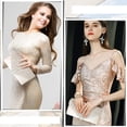 thumbnail image 3 of Bolso de noche BBJinRonjy, bolso de noche con diamantes de imitación, color champán, 3 of 7