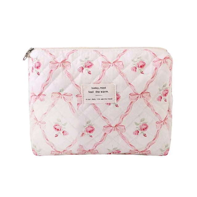 BKER Cute Makeup Bag Beautiful Flower Quilted Makeup Bag Travel Storage Bag