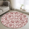 thumbnail image 2 of Farmhouse Red Large Area Rugs for Bedroom Living Room, Soft Non Slip Carpet Bedside Rug, Vintage Flower Leaf Botanical Plant Round Floor Cover Kitchen Accent Rug 3' for Dining Room/Office, 2 of 9