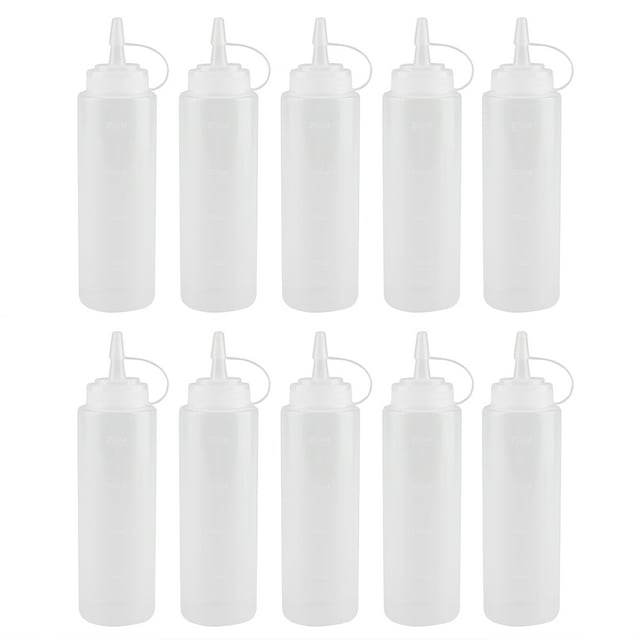 Juego De Dispensador De Condimentos, Control De Volumen De PE De , Boquilla Estrecha, Fácil Recarga, , Amarillo, Rojo, 240ml, 10 Uds., Crema De Aceite, Salsa De Vinagre