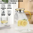 thumbnail image 5 of Glass Pitcher with Stainless Steel Gold Lid - 1.8L Ideal Fridge Door Water Pitcher for Hot or Cold Beverage, Iced Tea, Juice, Milk, Coffee, Lemonade, 5 of 6