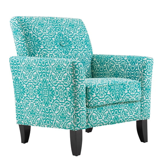 Aiken Arm Chair in Turquoise Damask