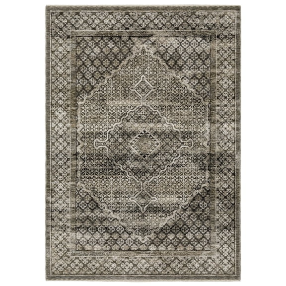 Oriental Weavers Chamberlain Area Rug - CH02D - 2'3" x 7'6" - in Gray/ Beige - Vintage Inspired, Stain Resistant, Family and Pet Friendly , Entryway, Hallway Runner Rug