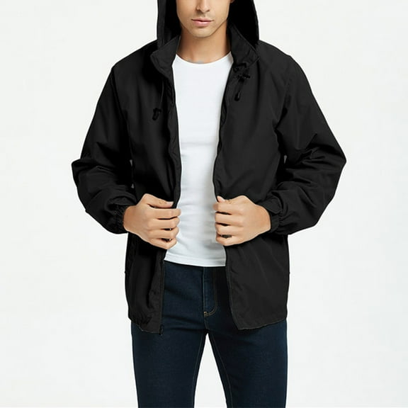Rain Jacket Men Waterproof Windbreaker, Lightweight Hooded Raincoat for Daily Casual Hooded Jacket Windproof