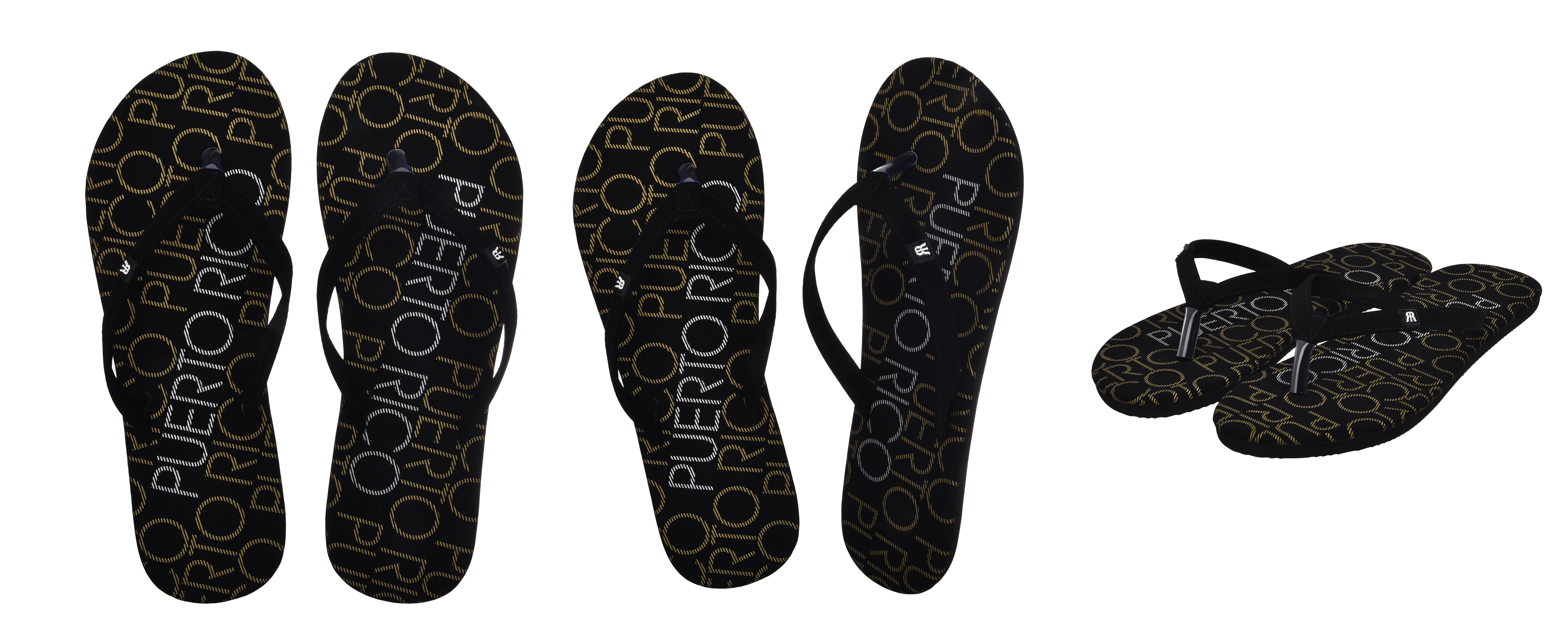 Robin Ruth Womens Flip Flop Black, Designed with Typical Puerto Rico Stamps, Rubber Outsole, Vibrant Colors and Designs