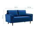 thumbnail image 3 of Loveseat Sofa, Velvet, Blue Navy, Modern Contemporary Urban Design, Living Lounge Room Hotel Lobby Hospitality, 3 of 9