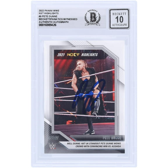 Pete Dunne WWE Autographed 2022 Panini NXT Highlights #9 Beckett Fanatics Witnessed Authenticated 10 Card - Fanatics Authentic Certified