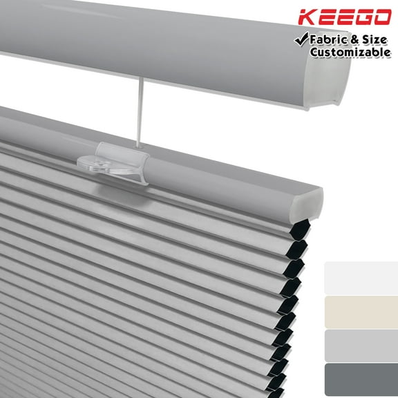 Keego New Energy Saving Heat Insulating Celluar Shades Honeycomb Window Blinds Light Blocking Blackout Gray Color 22.0"w x 36.0"h