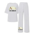 thumbnail image 4 of Fgnfyis Ensemble Décontracté Ample pour Femmes Grande Taille T-Shirt à Manches Courtes Col Rond Pantalon Grand Pantalon Long Ensemble 1 Ensemble Pantalon pour Femmes 2 Pcs Blanc TG, 4 of 4