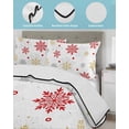 thumbnail image 3 of Quilts Queen Size Bedding Set, Red Christmas Snowflakes Reversible Summer Quilt 3 Pieces, Winter Xmas Snow Yellow Gray Lightweight Bedspreads Coverlets with 2 Pillow Shams for All Seasons, 3 of 5