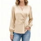 thumbnail image 1 of Ounisa Womens Business Casual Blouses Dressy Work Tops Fall Fashion 2025 V Neck Pleated Long Sleeve Shirts, 1 of 7