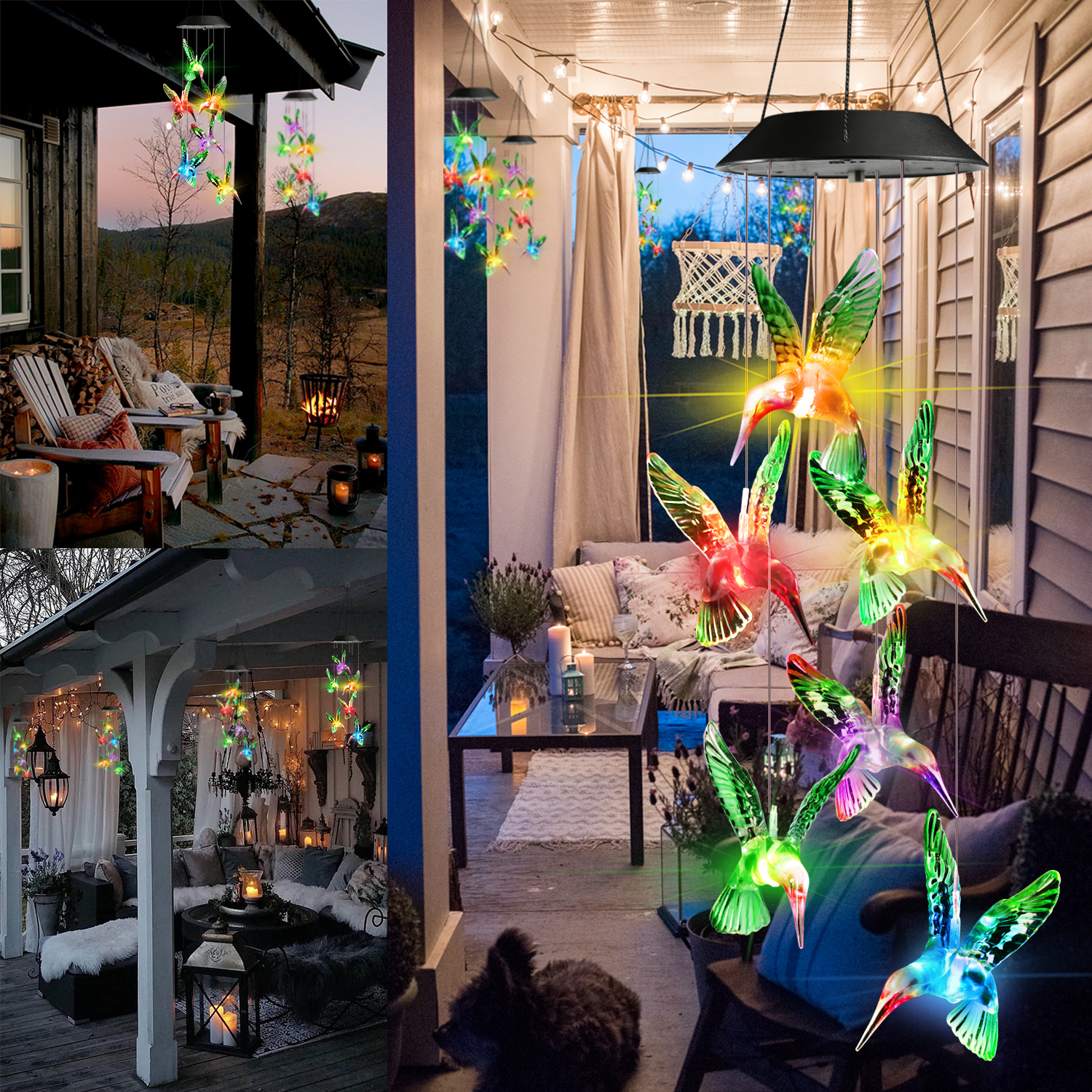 Toodour Solar Wind Chime Lights Hummingbird photo 7