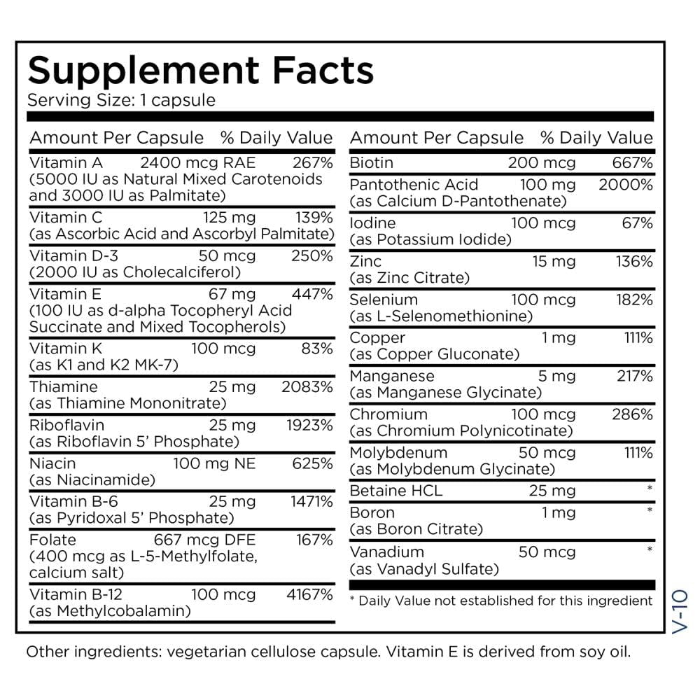 Metabolic Maintenance The Big One Plus Without Iron - Multivitamin with Methylated B Complex - Energy & Cellular Support - Iron-Free Capsules - 90 Servings - 90 Count