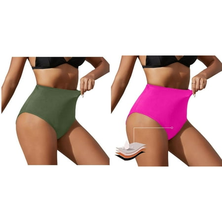 (2-Pack) 2025 New Women s High Waisted Swim Cover Pants Bikini Bottoms Retro Basic Swimming Pants for Men Full Coverage Swimsuit Mid Swim Pants for Men Anime Waist Bathing Suit Bottom