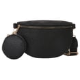 thumbnail image 1 of 2 en 1 Bolsos Cruzados Cintura Cuero para Mujer Pecho Diseñador Con Correa Ancha (negro), 1 of 9