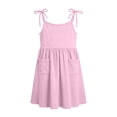 thumbnail image 5 of BRGZLK Little Girls Dress Toddler Summer Fashion Cute Solid Color Casual Ruffle Halter Sleeveless Bowknot Sundress with Pocket for Birthday Party Pink 2-3 Years, 5 of 8