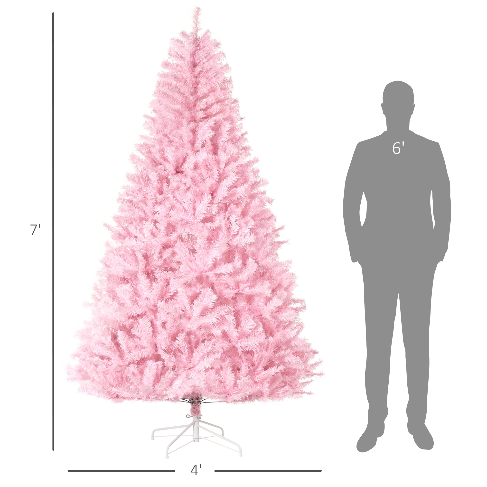7ft Unlit Pink Christmas Tree 1288 Tips Wide Shape Flame Retardant Indoor Holiday Decor