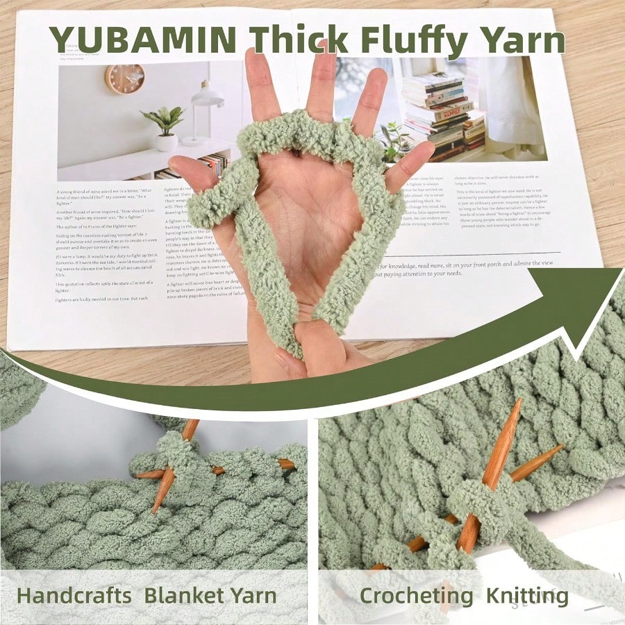 Chunky Yarn for Hand Knitting 8 Packs Chunky Chenille Yarn for Crocheting Bulky Thick Fluffy Yarns for Knitting er Bulky Blanket Yarns for Handcrafts 2045g 72oz 245 Yards (224m)