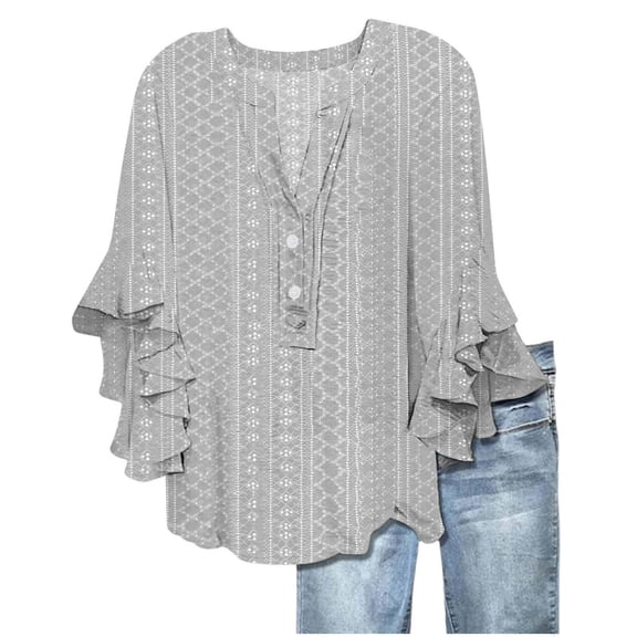 Summer Blouses for Women Dressy Casual Summer Fitness Clothing Bell Stylish T Shirts Trendy Womens Short Sleeve Tops Grey