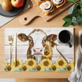 thumbnail image 2 of Farmhouse Cow Placemats Set of 6, Vintage Country Sunflower Gray Wood Placemats for Dining Table, Place Mats for Kitchen Tabletop, Waterproof Wipeable Dining Table Mats Set, 2 of 9