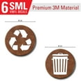 thumbnail image 2 of Recycle and Trash Logo Stickers (6 Pack)- Textures Design - for Metal or Plastic Garbage cans, containers and Bins - Indoor & Outdoor - Home or Office - Premium (Leather Brown, Small), 2 of 7